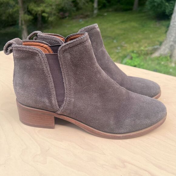 Lucky Brand Pogan Suede Leather Ankle Boots Brown Size 8 - Picture 3 of 11